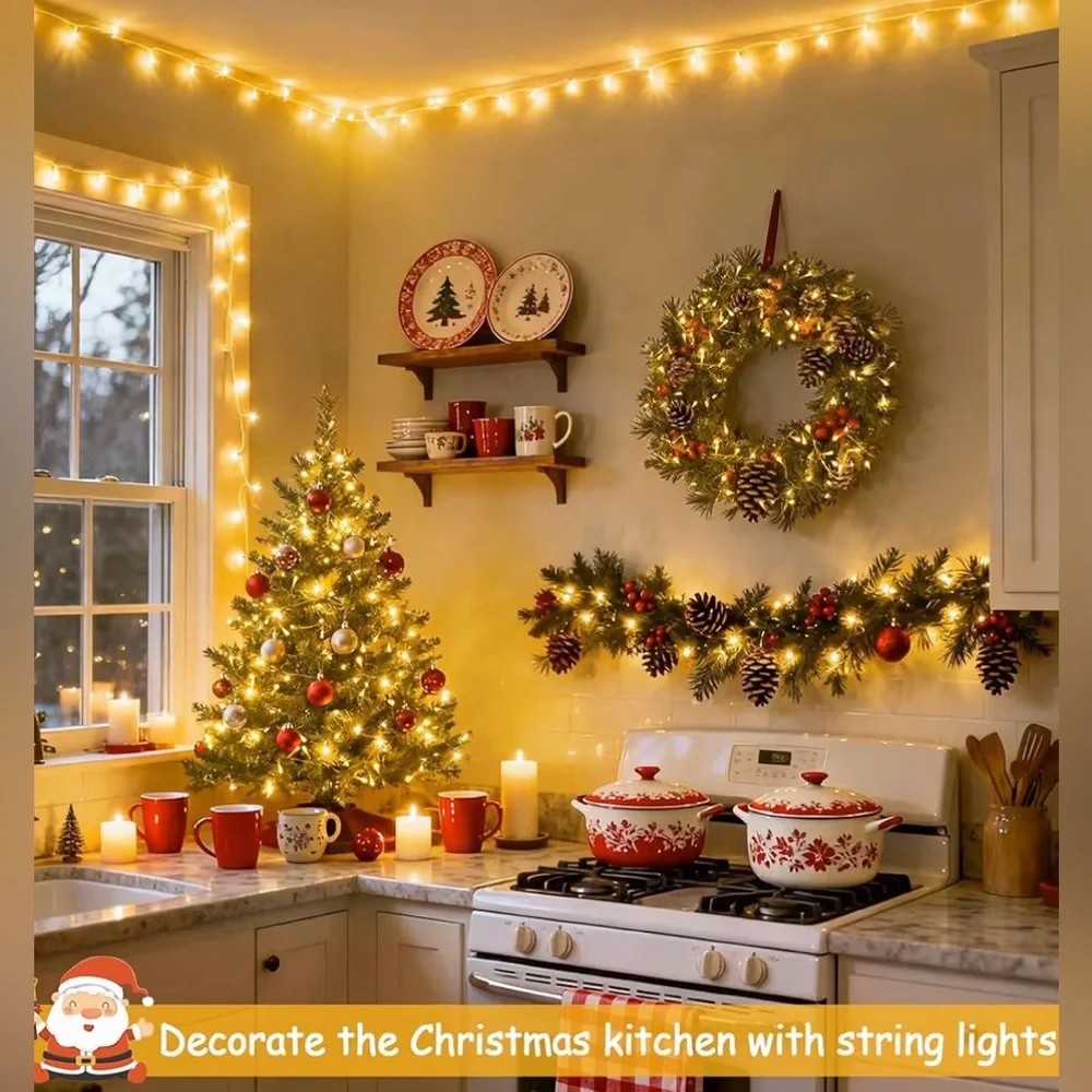 100 LED Warm White Indoor Plug In Fairy Twinkle String Lights With 8 Modes 33ft